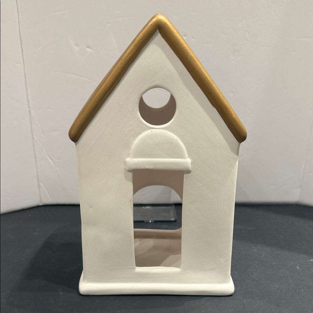 Allen + Roth Tabletop Decoration White and Gold House Votive Holder